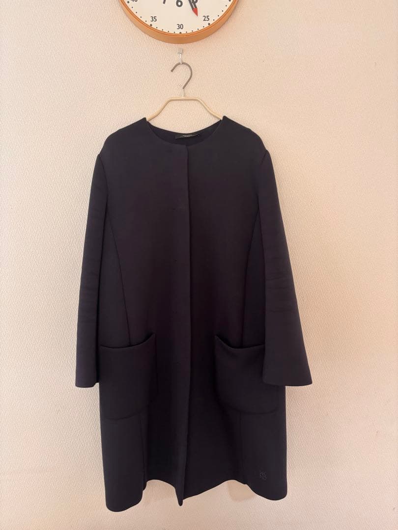 WEEKEND MaxMara ノーカラー コート M ネイビー