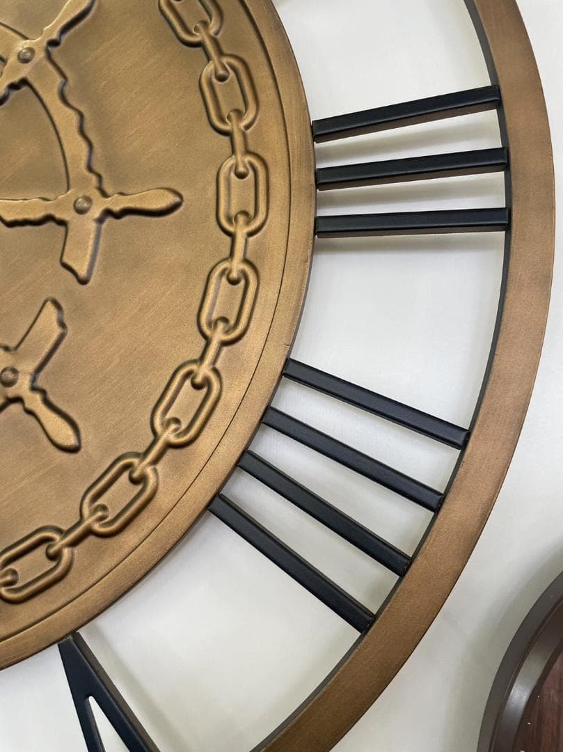 アンティーク　大型クロック　ゴールド　メタル　金　大型時計　掛時計　インテリア