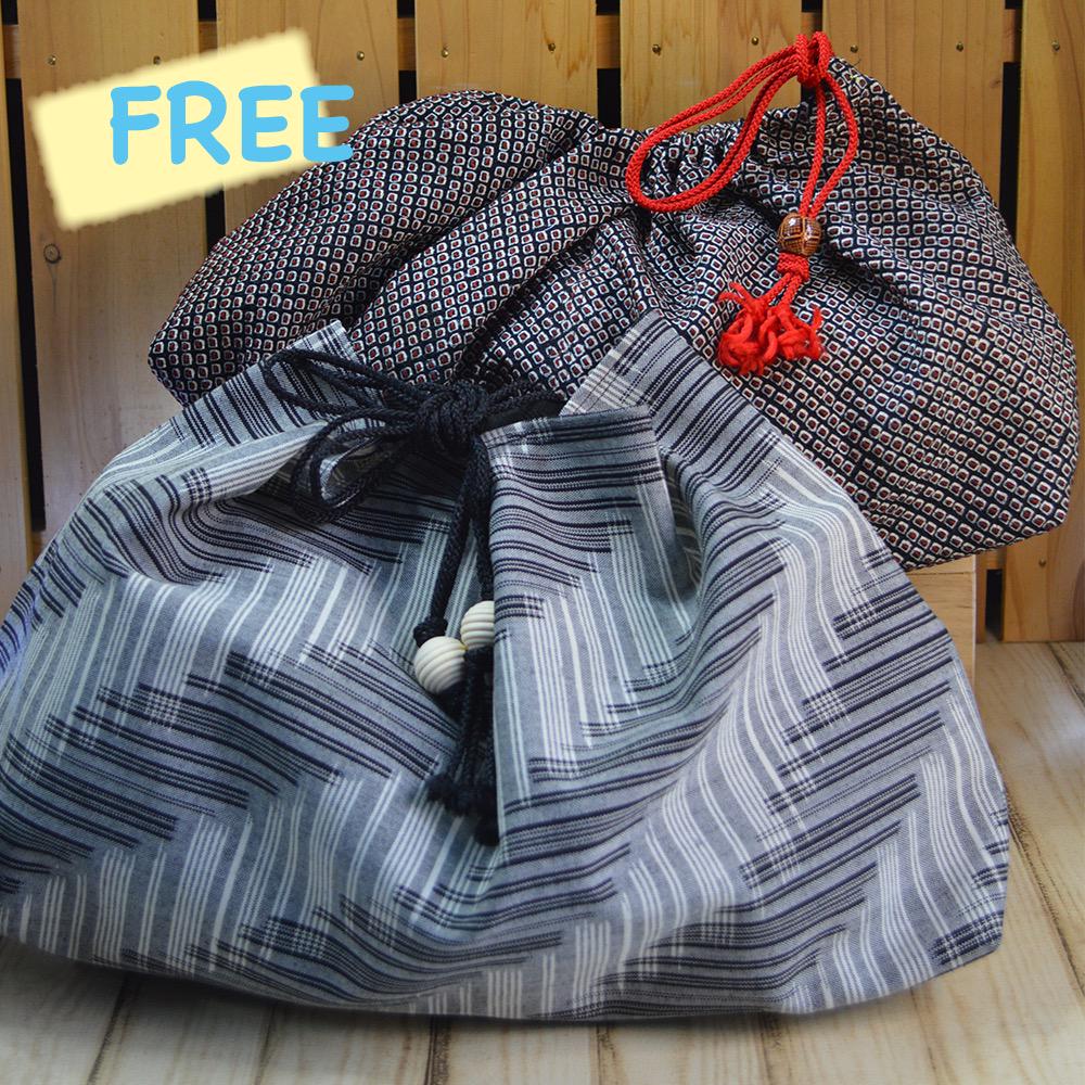 一閑張/Mens•黒•錦/籠バッグ/一点物/荒波に鯉/巾着内袋2種FREE