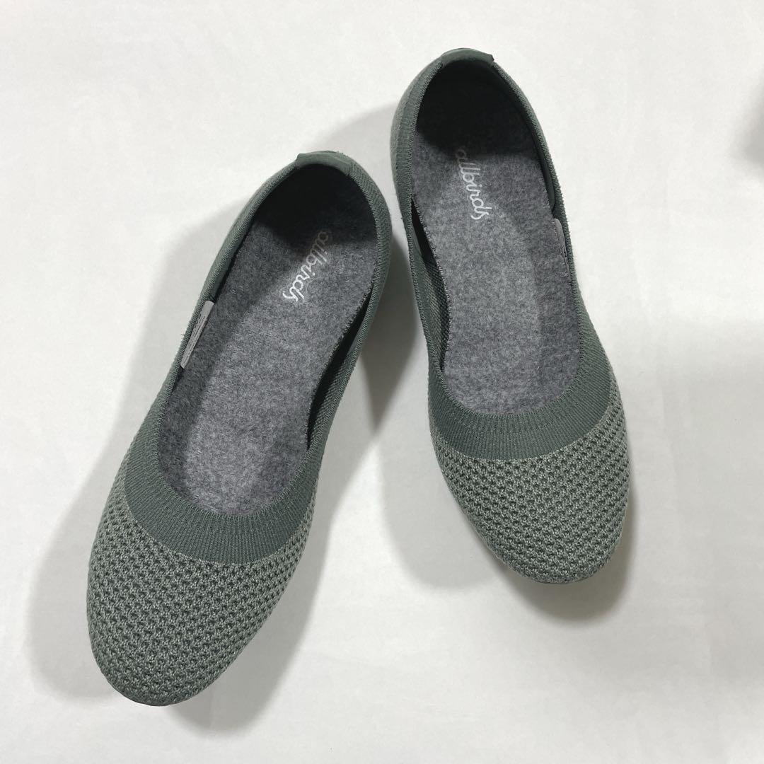 【美品】Allbirds ツリーブリーザー・ニットバレエシューズ 緑 24サイズ Allbirds オールバーズ フラットシューズ ツリーブリーザー W6