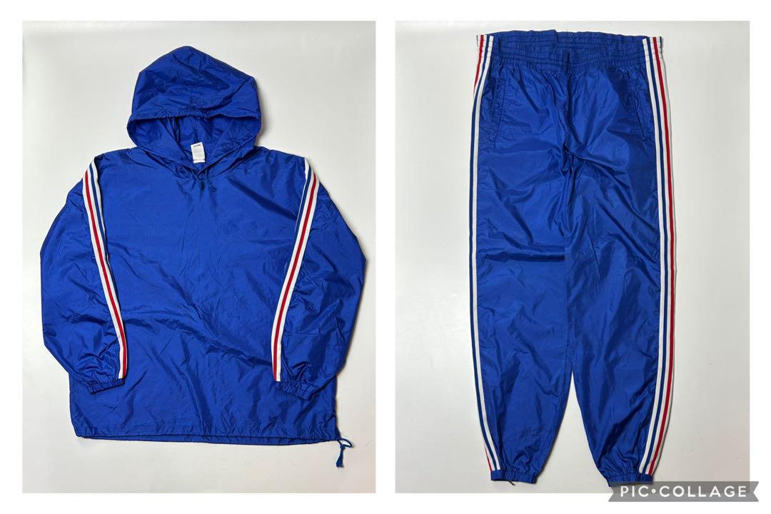 80’s adidas ウィンドブレーカーセットアップ　ブルー　Oサイズ　日本製