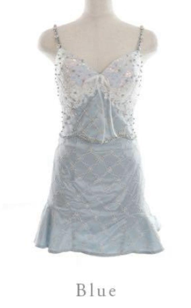 ROBE de FLEURS ローブドフルール 2ピースドレス ブルー M