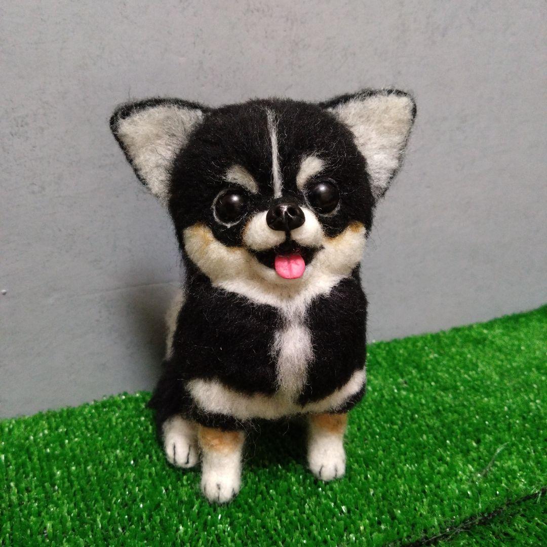 羊毛フェルト ブラックタン チワワ 全身 チワワちゃん ブラタン