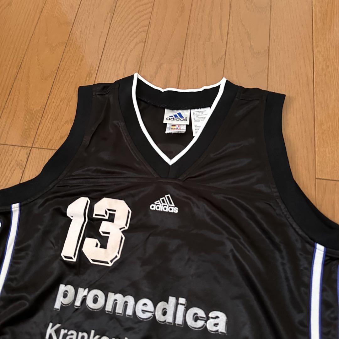 90s 00s adidas ユニフォーム ゲームシャツ ノースリーブ ブラック
