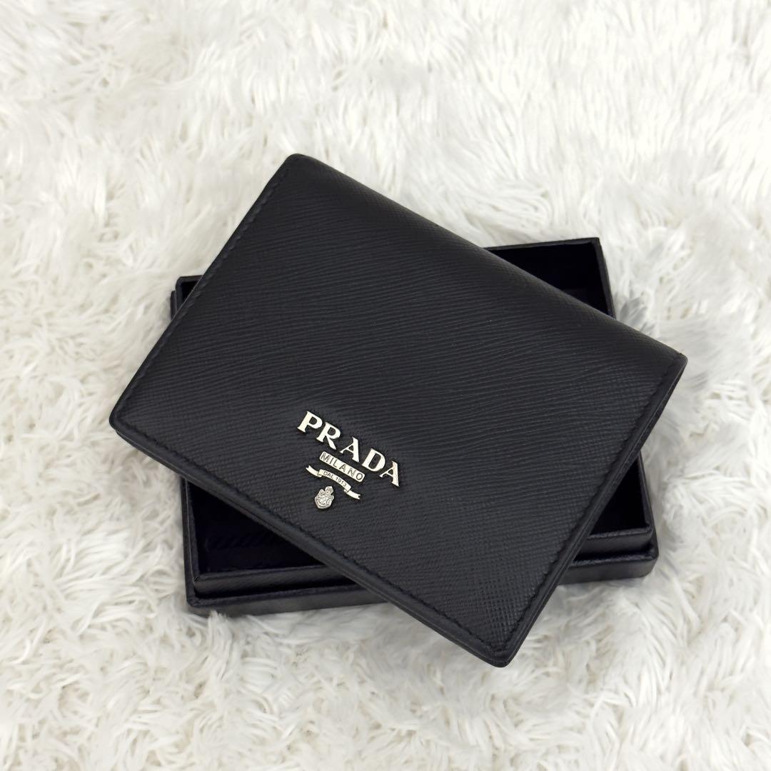 PRADA プラダ サフィアーノレザー 二つ折り コンパクトウォレット 財布