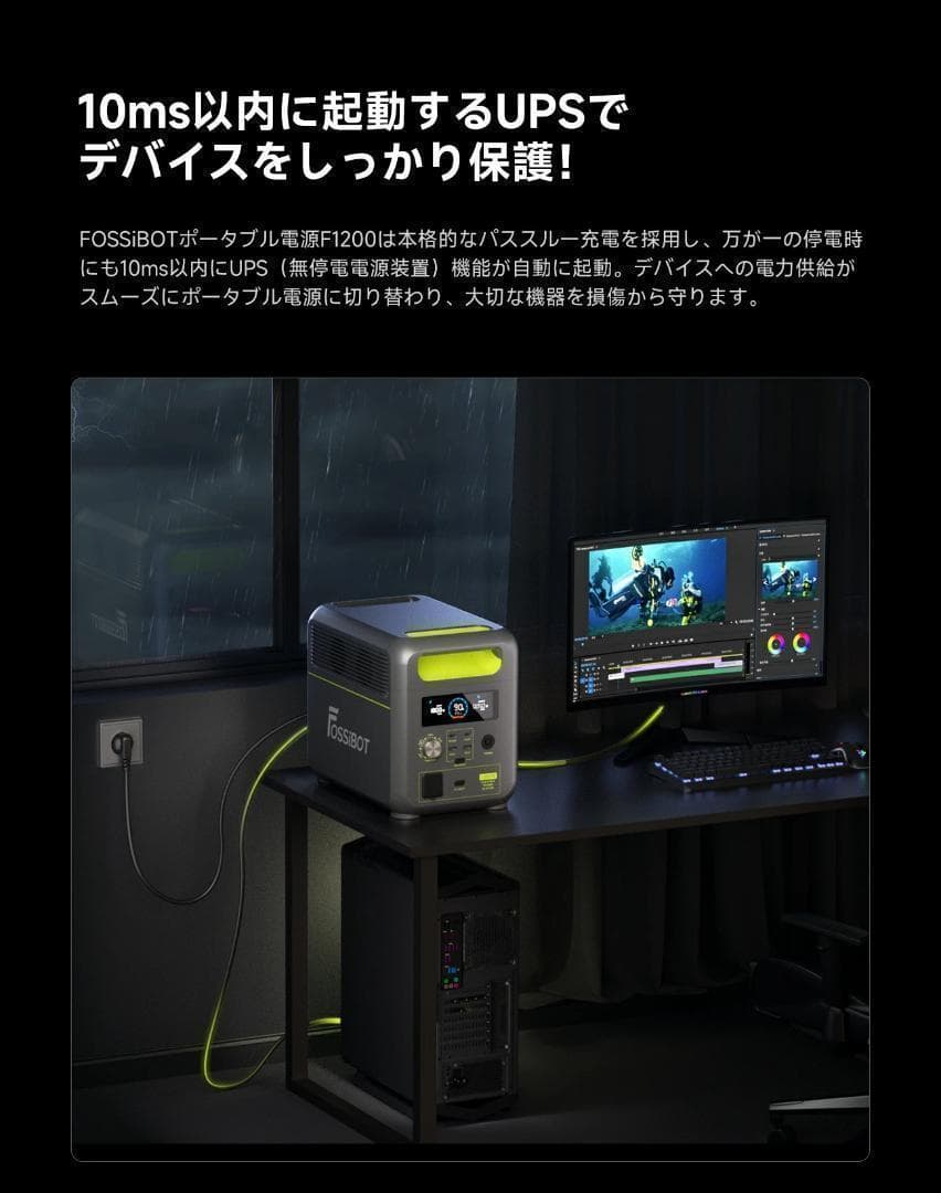 ポータブル電源 1200W リン酸鉄 4000回サイクル 1024Wh 大容量