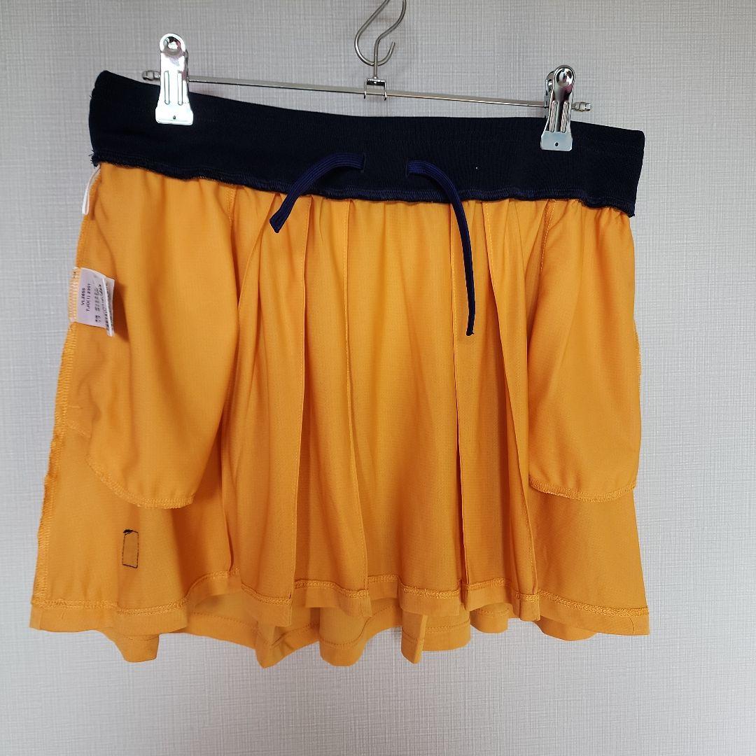 【返品交換不可】 フレアスカート FILA オレンジ色 スコート テニス XL ストライプ付き ウェア