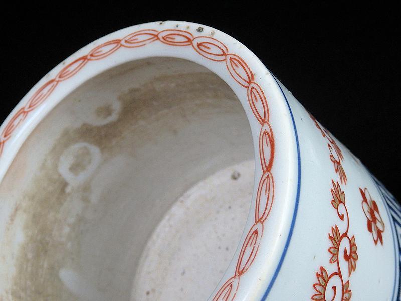 古伊万里 色絵 花に唐草の図 火入れ D532-3AS-fbfe（大聖寺