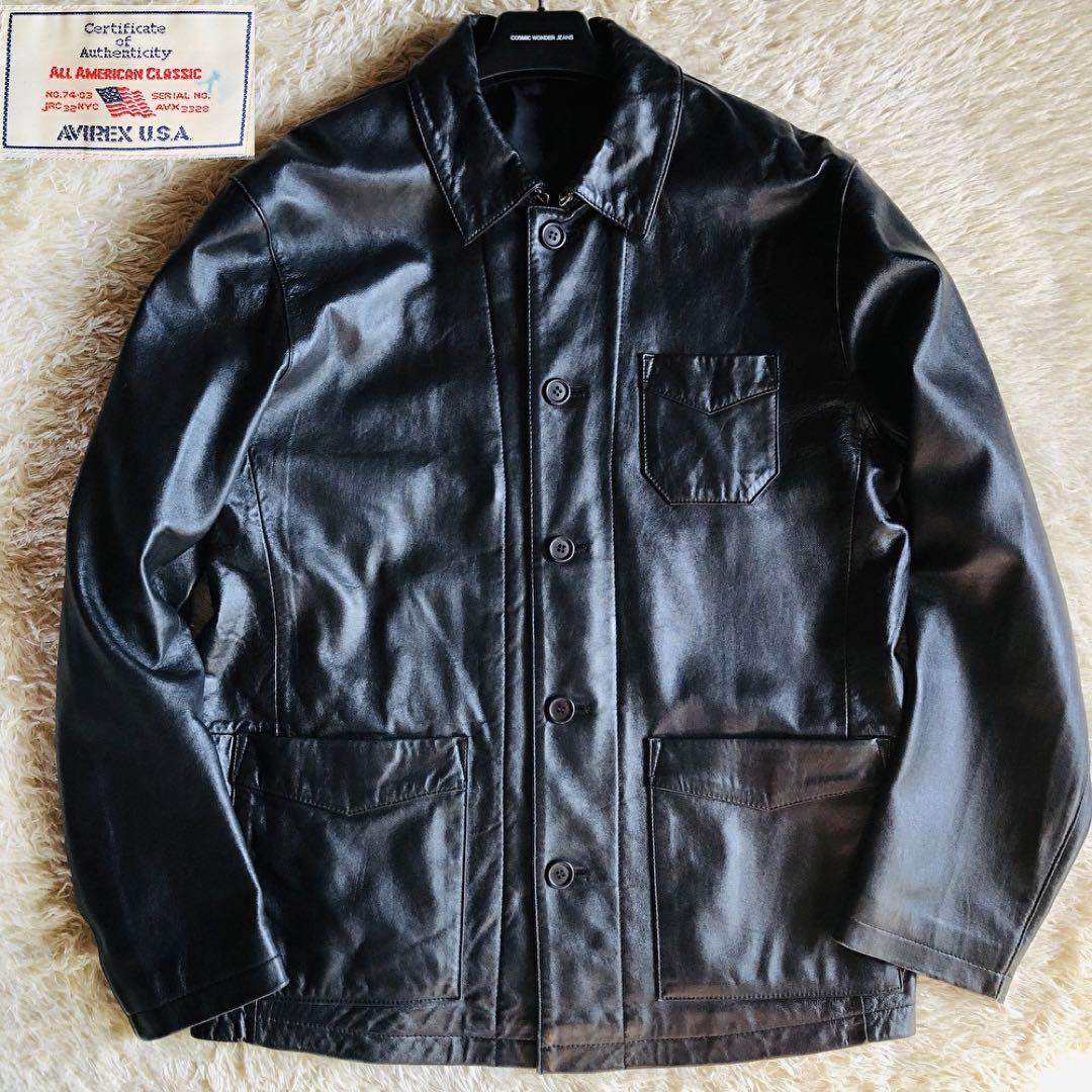 定価8万✨美品 アヴィレックス レザーコート 最高級羊革 ビンテージ 黒 M