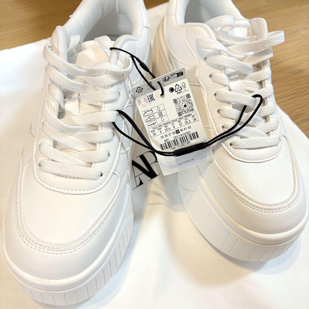 超特価セール開催！！ ZARA】 ザラ 39 フラットフォームスニーカー 2025完売品 入手 靴