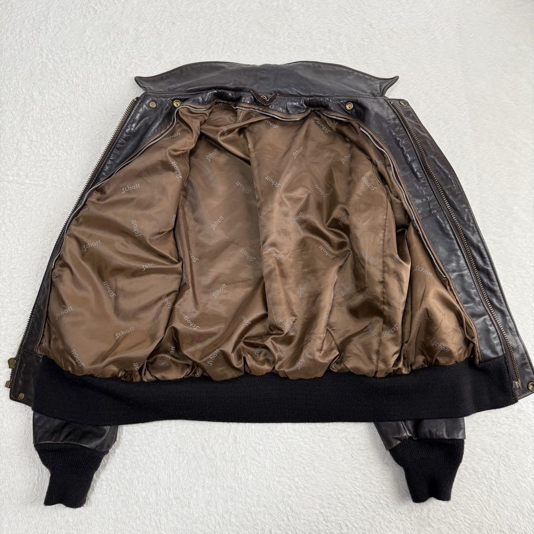 Schott G-1 フライトジャケット ボアライナー ボア襟 ブラウン 40 G-1 Leather Flight Jacket - Leather Jacket