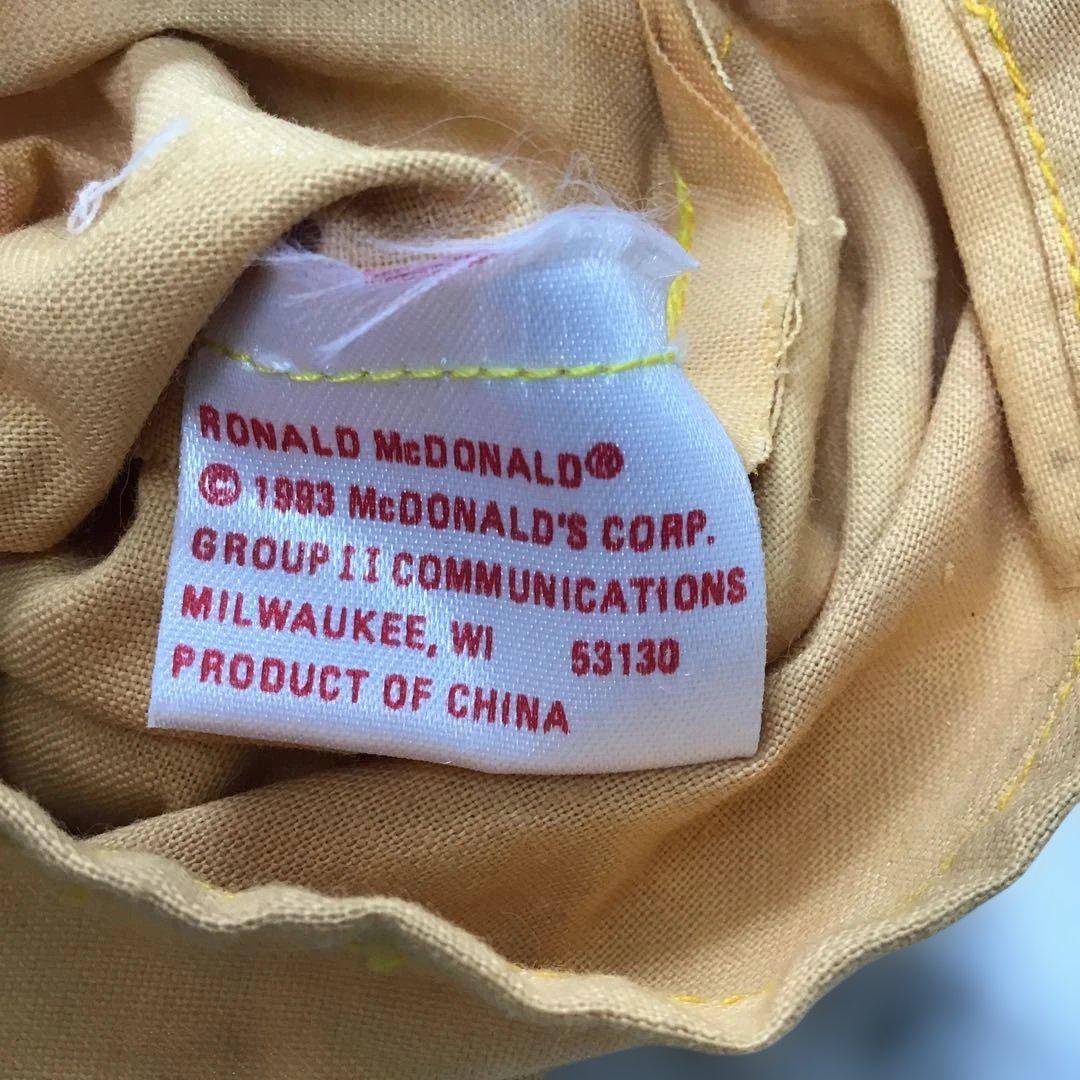 マクドナルド ハンドパペット 1993年 McDonalds 箱、袋付き