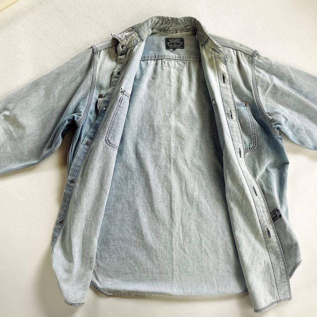 希少⭐️　ポロカントリー　ラルフローレン　デニムシャツ　銀ボタン　イタリア製