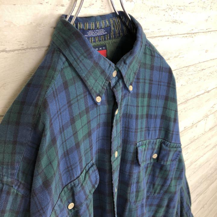 トミーヒルフィガー ロゴ刺繡 チェック 胸ポケット KCFm5-m18898914818 TOMMY BDシャツ 限定品新品