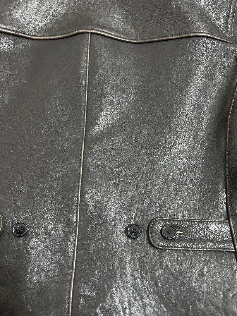 高級！別注品！茶芯ホースハイド　レザーカーコート　馬革　レザージャケット　3XL