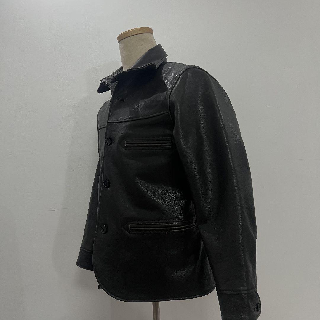 高級！別注品！茶芯ホースハイド　レザーカーコート　馬革　レザージャケット　3XL