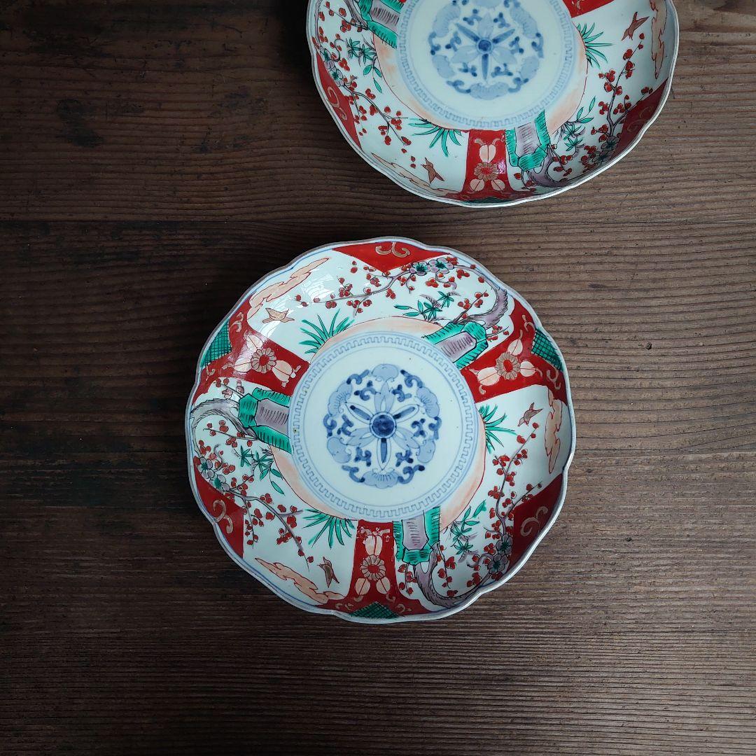 ご成約】古伊万里 赤絵金彩 花文 なます皿と骨董の器 お