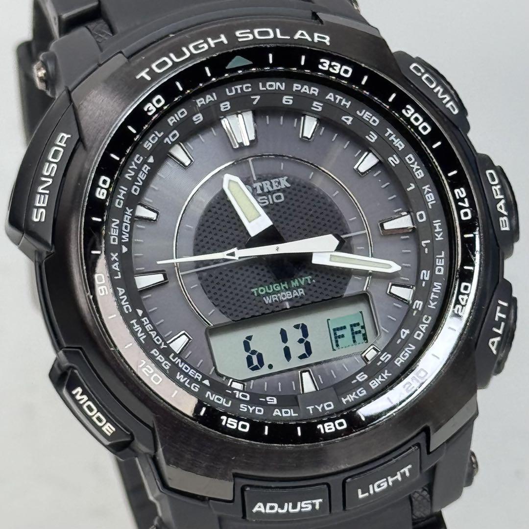 極美品 PROTREK PRW-5100 電波ソーラー アナデジ ブラック ①