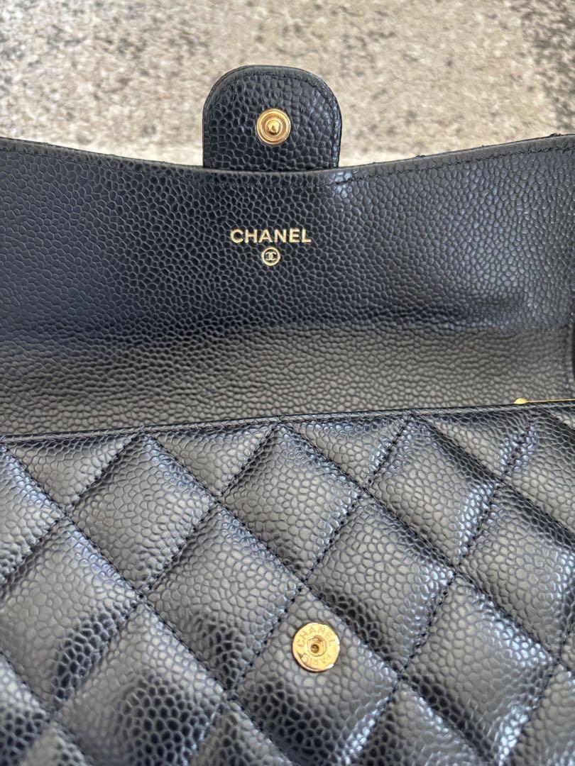 CHANEL ブラック レザー 長財布　マトラッセル