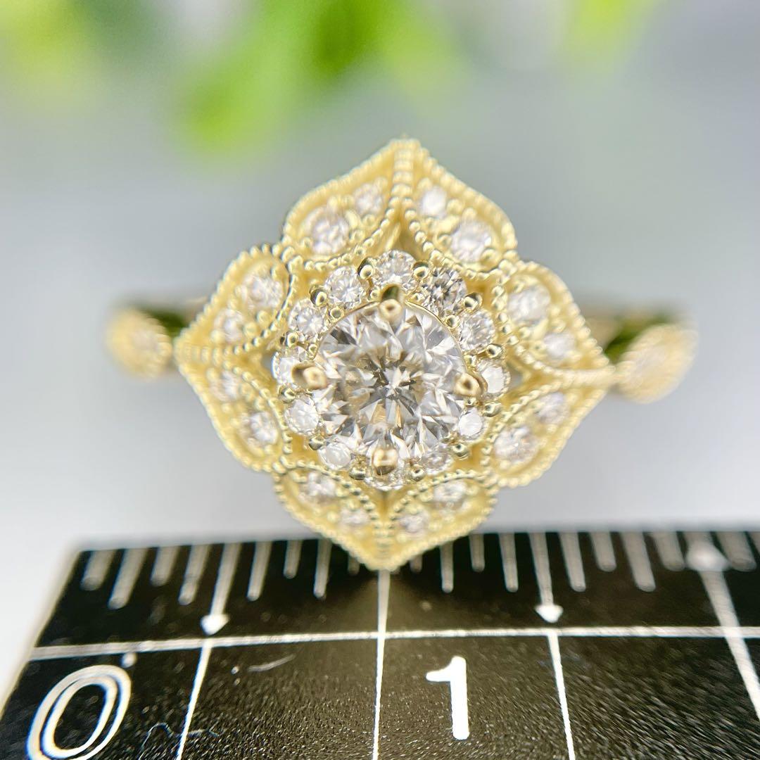 K18 天然ダイヤモンドリング0.38/0.32ct