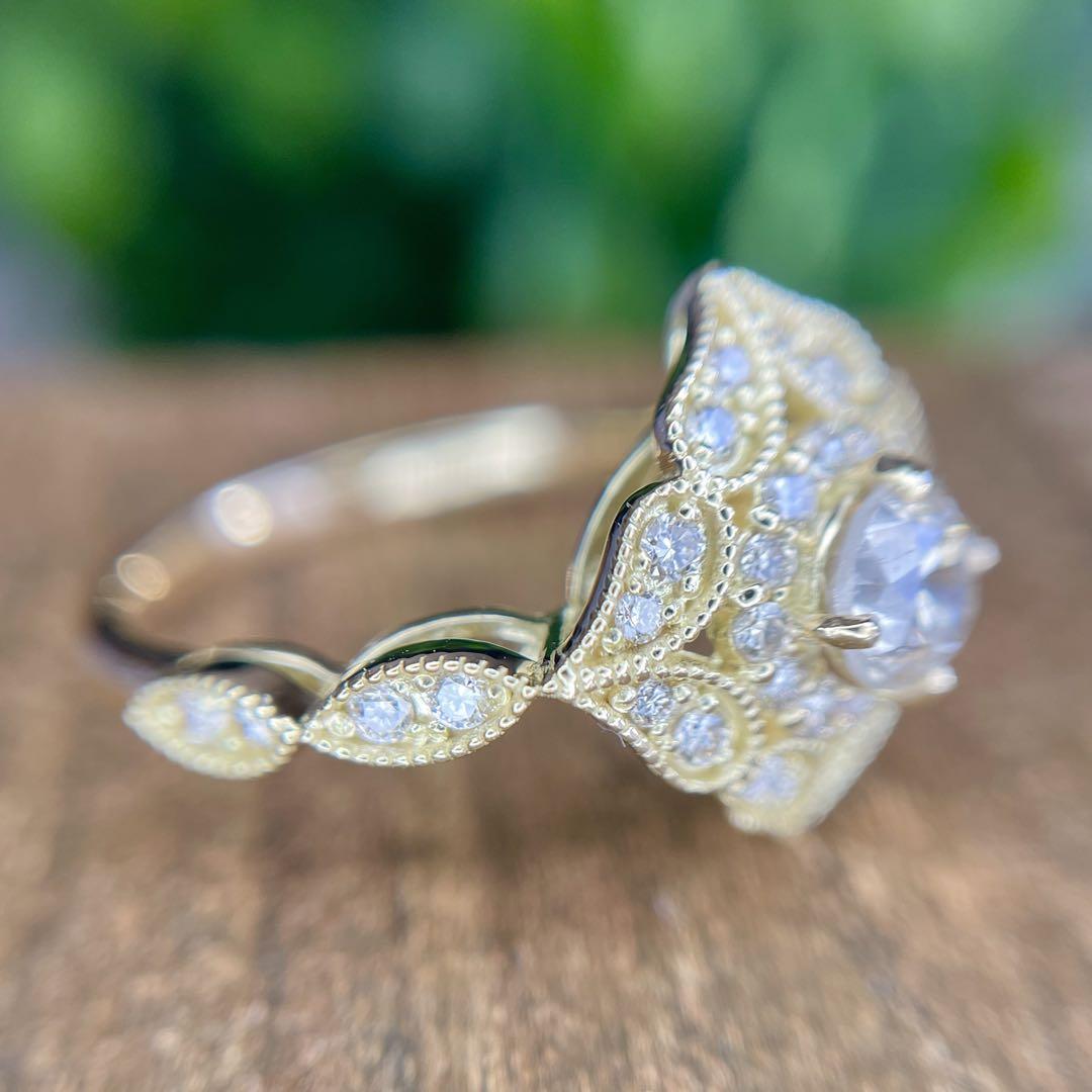 K18 天然ダイヤモンドリング0.38/0.32ct