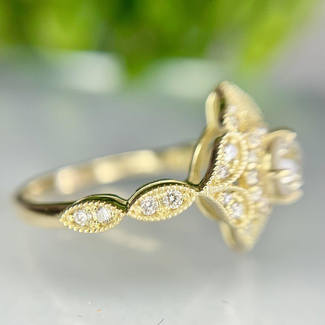 K18 天然ダイヤモンドリング0.38/0.32ct