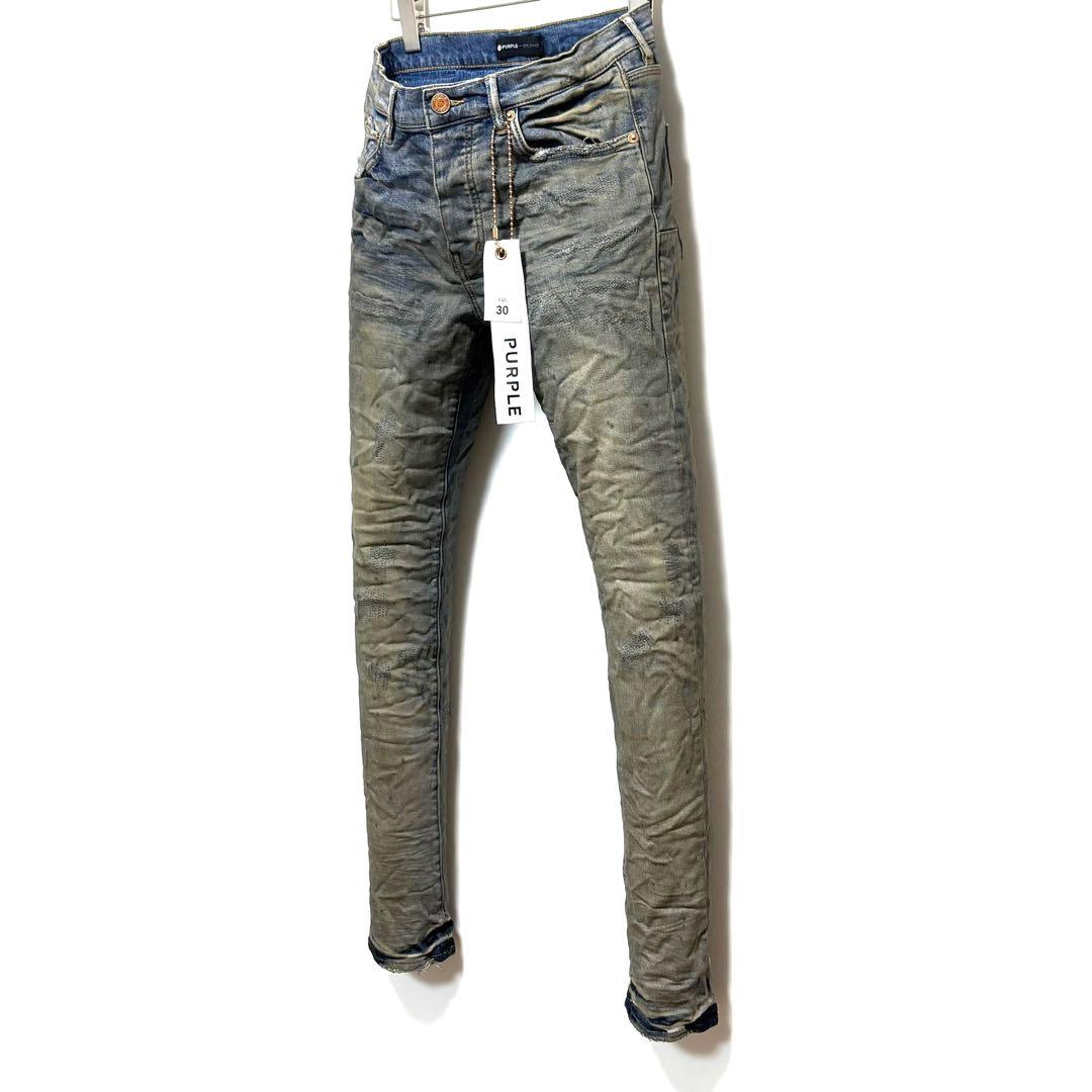 【PURPLE BRAND】オイルリペアダメージ加工♪ スキニー ジーンズ 新品 PURPLE BRAND OIL SPILL スキニーデニム 30 - メルカリ