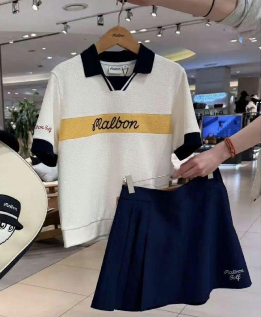 マルボンゴルフ Malbon レディース ポロシャツ スカート 上下2点セット