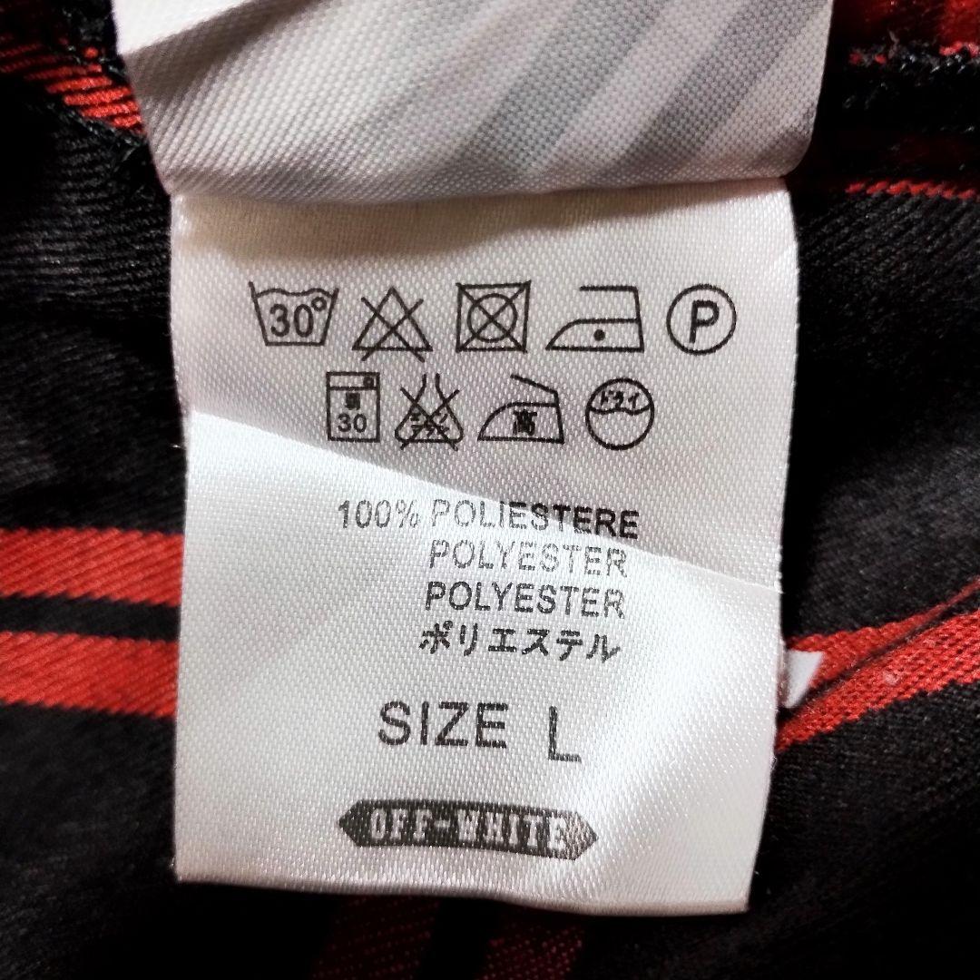 OFF-WHITE13ロゴフランネルチェックシャツナンバリング赤