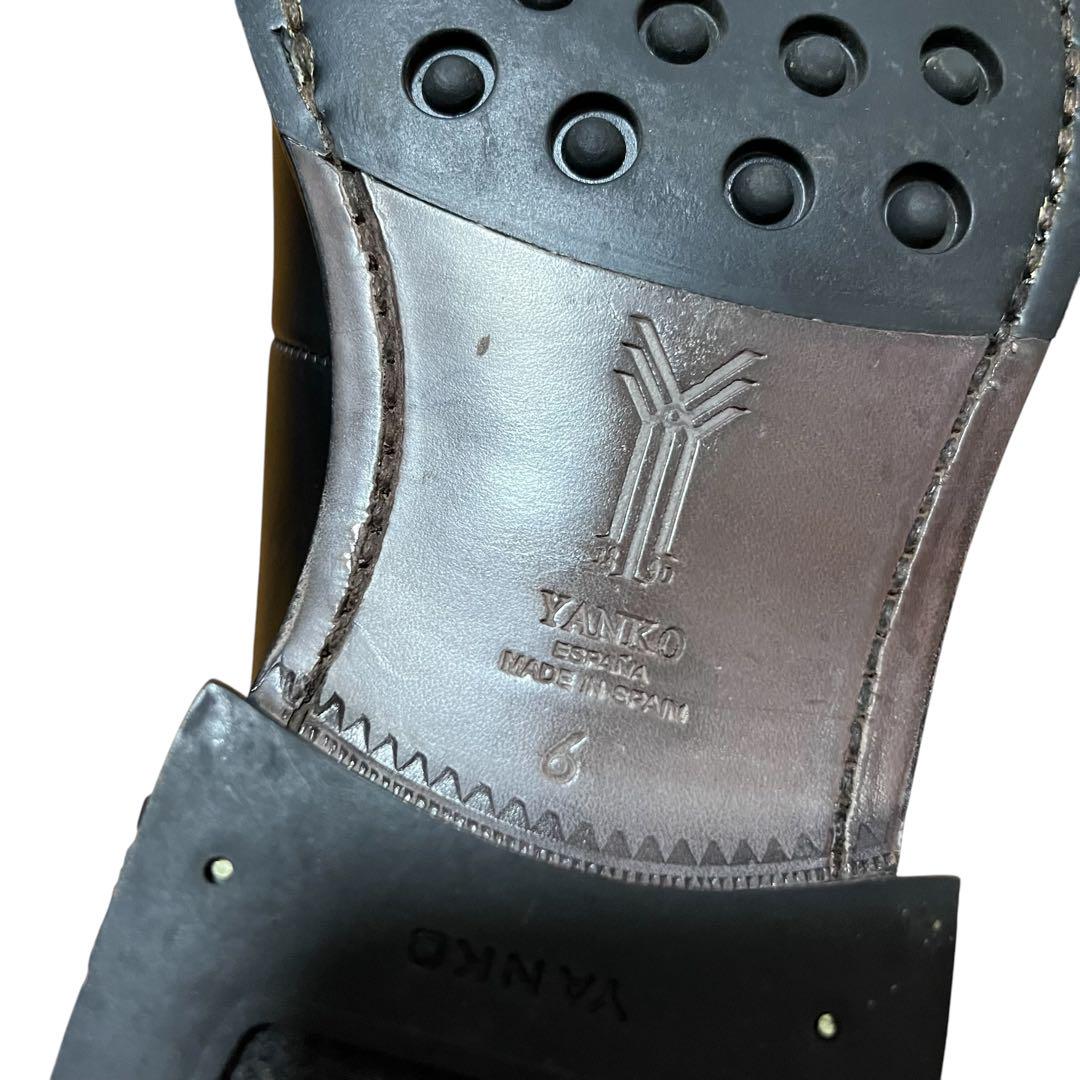 美品 YANKO ヤンコ プレーントゥシューズ 6 黒
