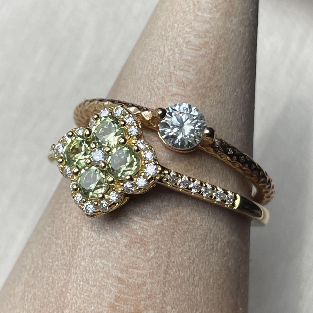 0.3ct 一粒 モアサナイト でこぼこ デザイン アーム リング