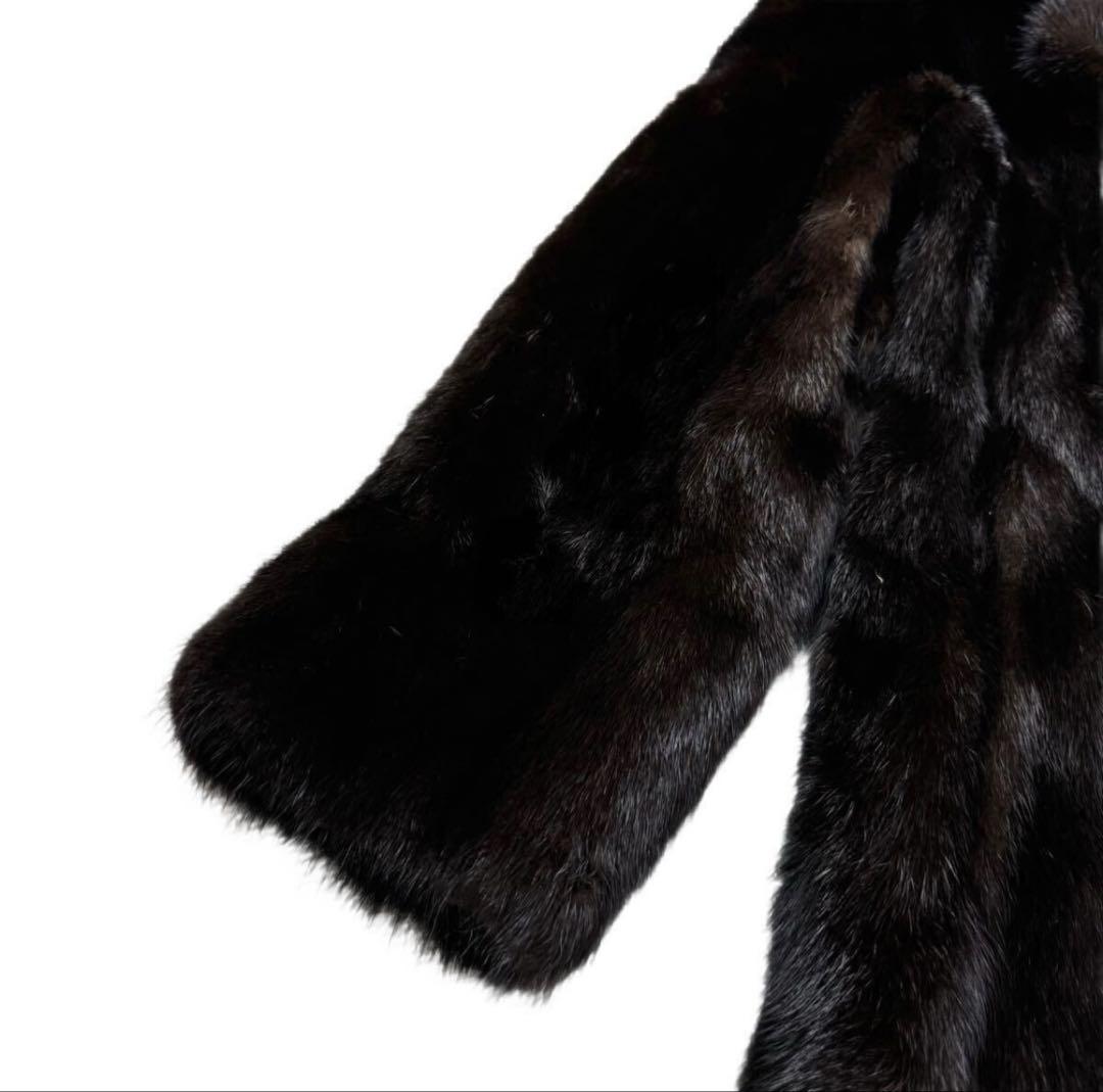 【パステルミンク　ロングコート】ブラウン　花柄　本毛皮　着丈117 GR7449◇Hydra furs パステルミンク MINK パフスリーブ ファー