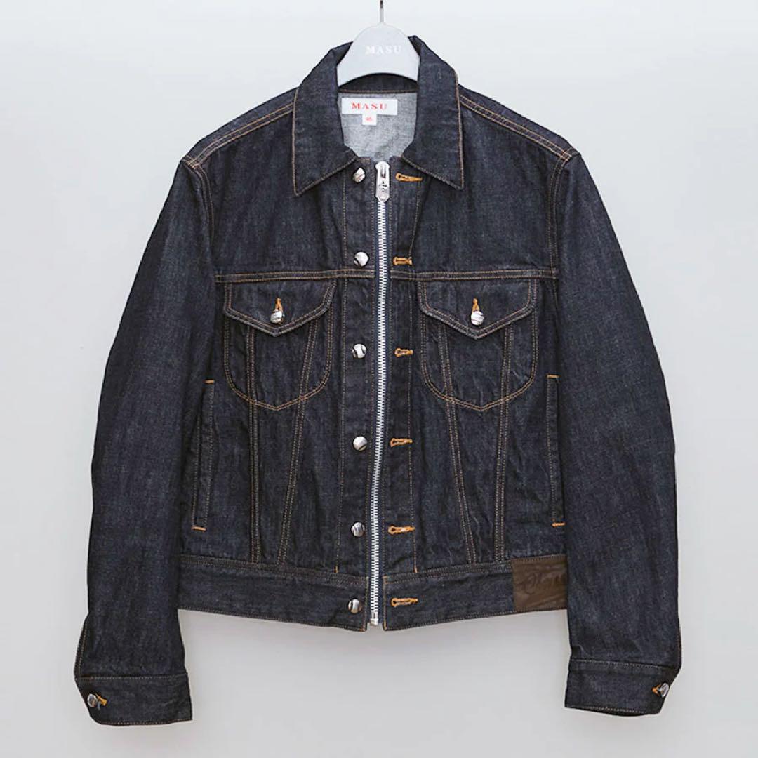 MASU エムエーエスユー 22AW DENIM TRUCKER JACKET デニム トラッカー ジャケット フロントジップ ブラウン MVFW-BL032245センチ袖丈