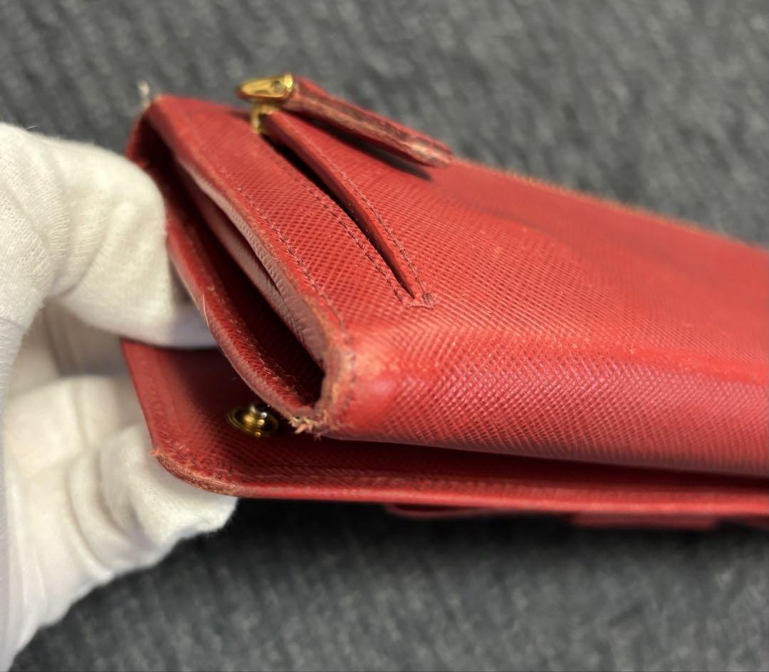 正規品PRADA レッド リボン長財布 パスケース付