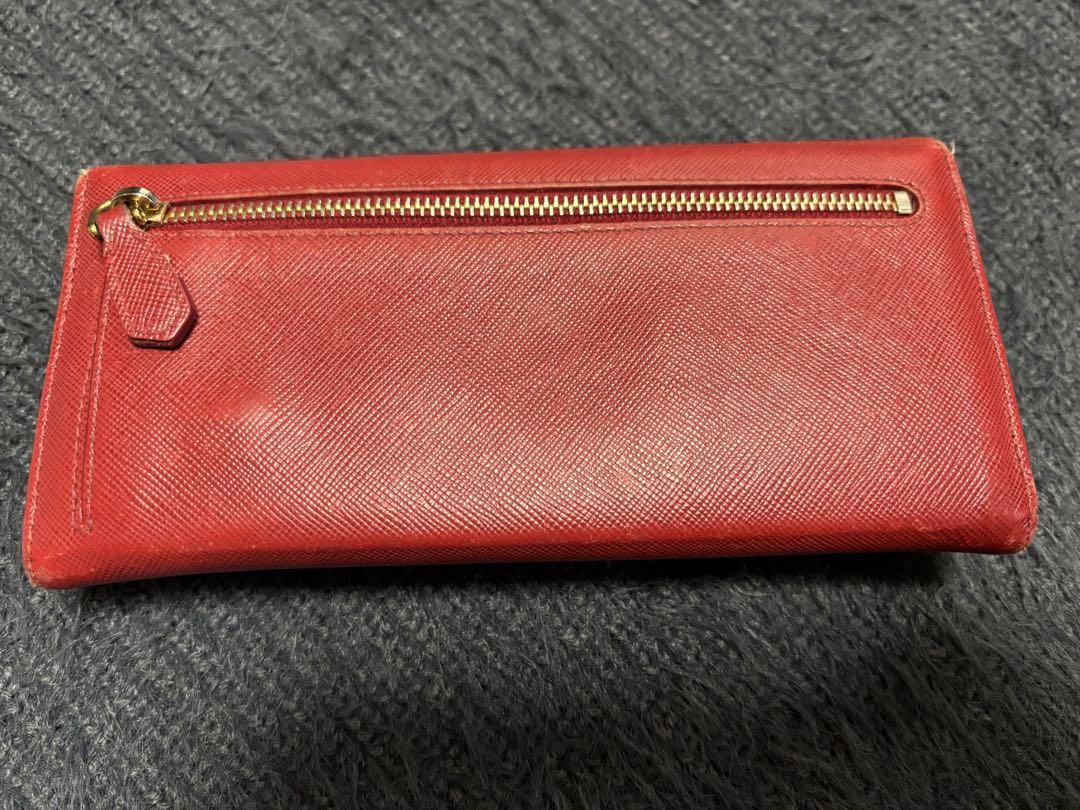 正規品PRADA レッド リボン長財布 パスケース付