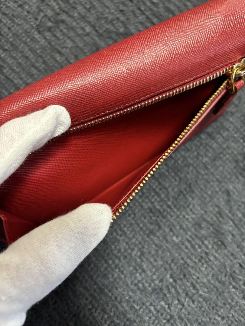 正規品PRADA レッド リボン長財布 パスケース付