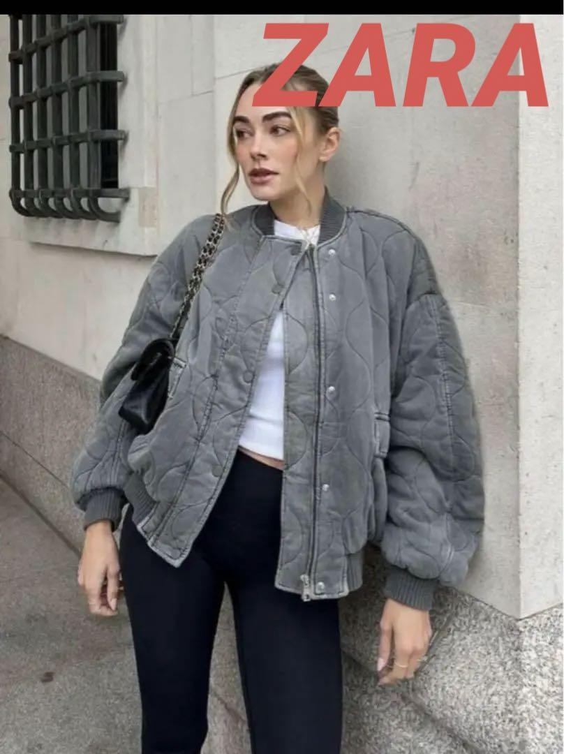 ザラ ZARA オーバーサイズキルティングボンバージャケット L