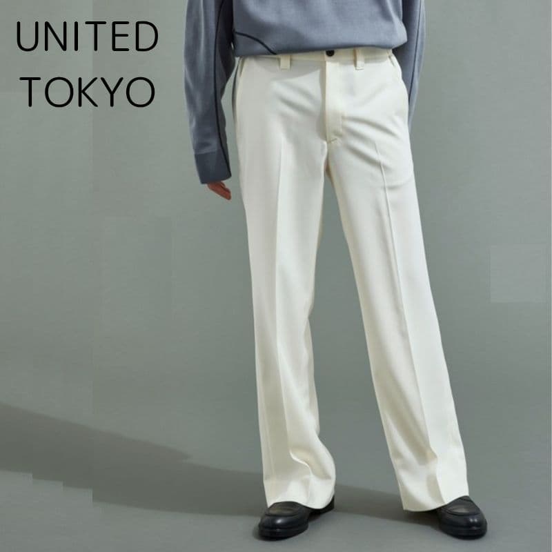 UNITED TOKYO サイドゴムセミフレアスラックス 2オフホワイト白パンツ