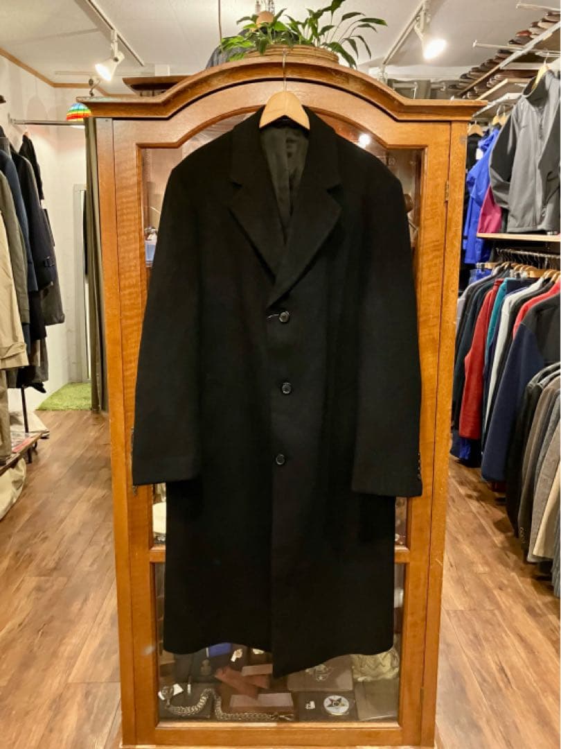 定価10万】ピュアカシミア100% ロングチェスターコート ブラック