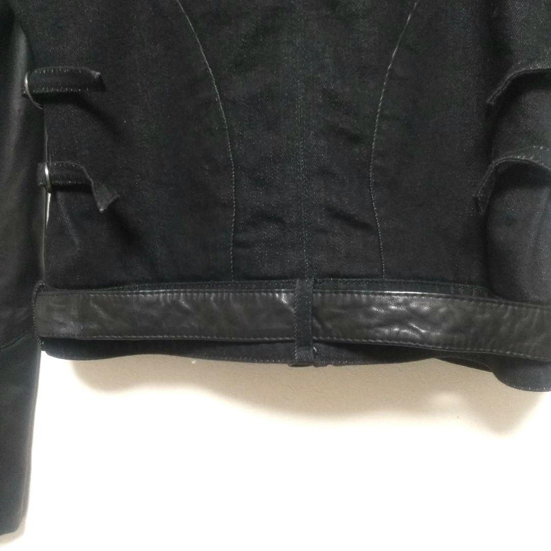 美品 ディーゼルライダース 切替 羊革 デニム袖レースアップブラックM