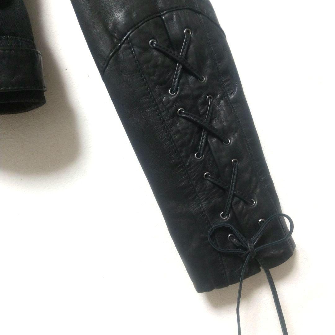 美品 ディーゼルライダース 切替 羊革 デニム袖レースアップブラックM