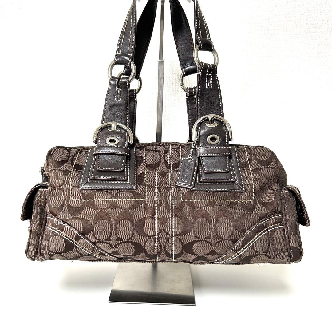 COACH　コーチ　ハンドバッグ　シグネチャー　ブラウン
