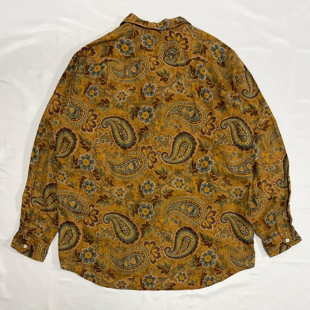 ラルフローレン BONNARD 開襟シャツ ペイズリー マスタード L 90s