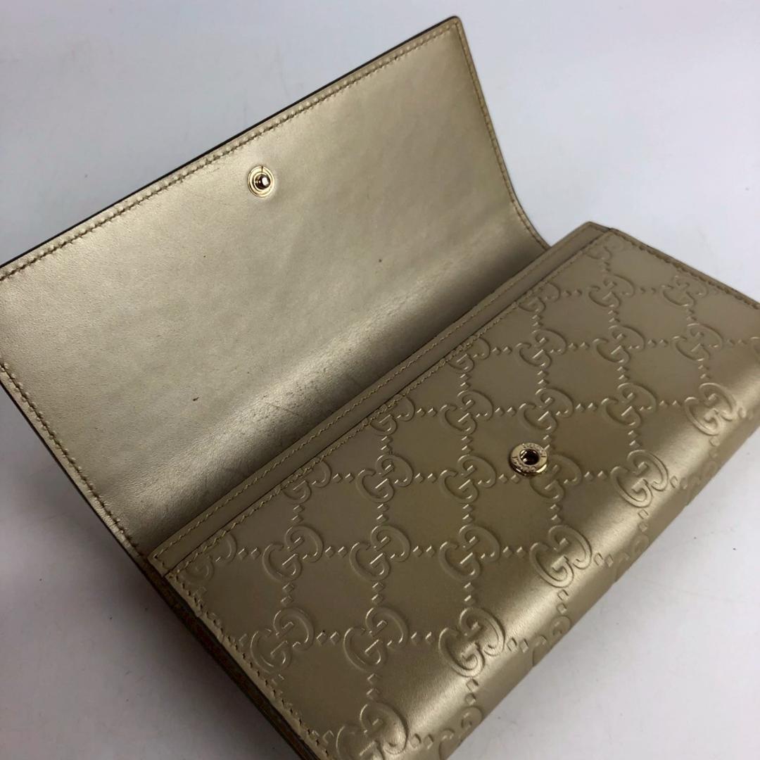 GUCCI グッチ グッチシマ リボン 長財布 ゴールド レディース ブランド