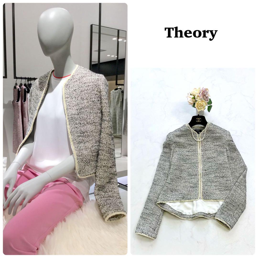 【Theory】新品未使用＊2018年　ツイードノーカラージャケット　2M♡closet一覧