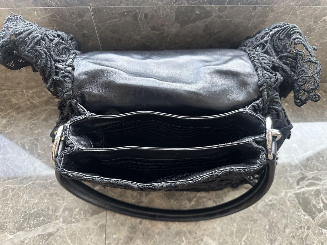 【待望★】 PRADA ハンドバッグ レース ブラック バッグ