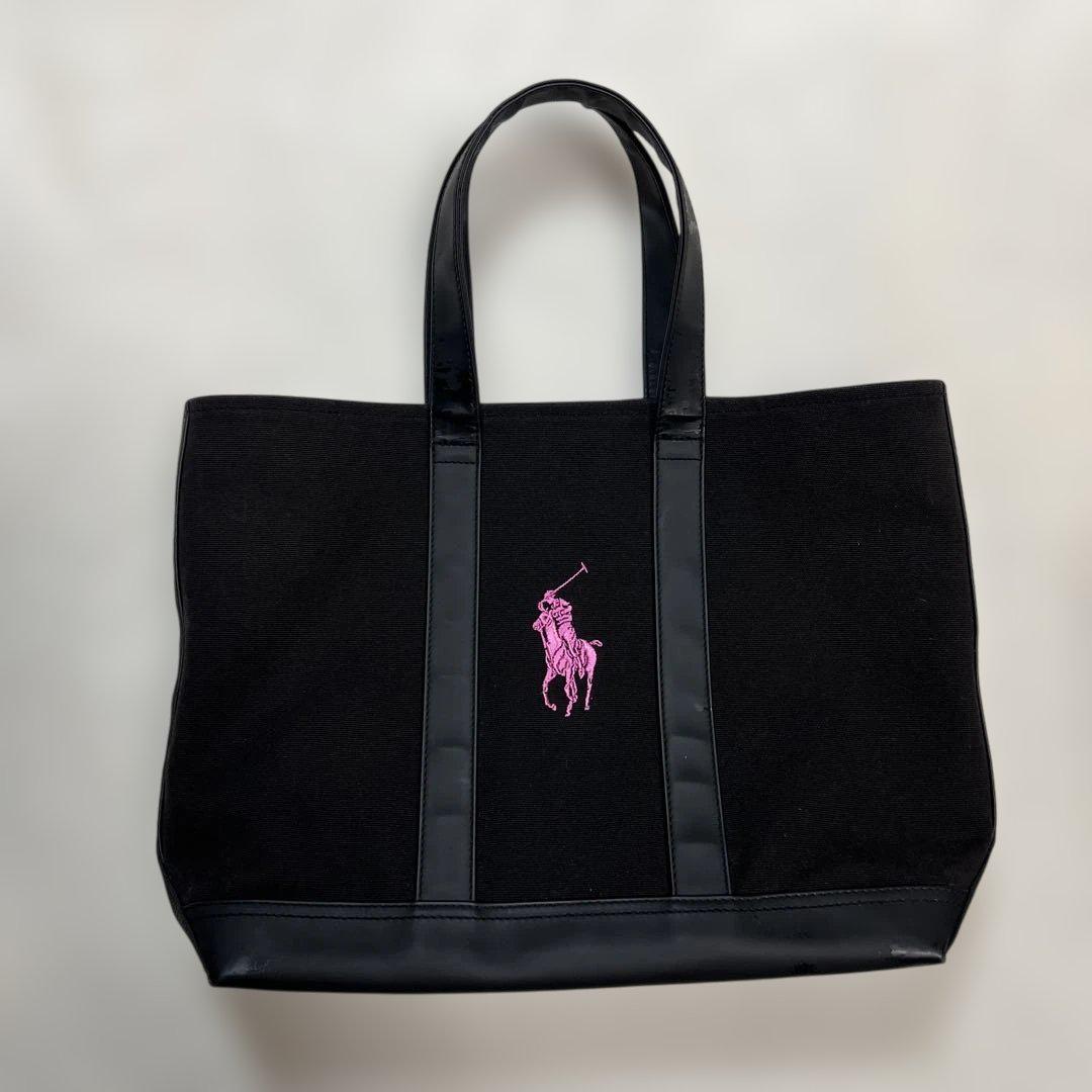 Ralph Lauren ラルフローレン トートバッグ ブラック ピンク