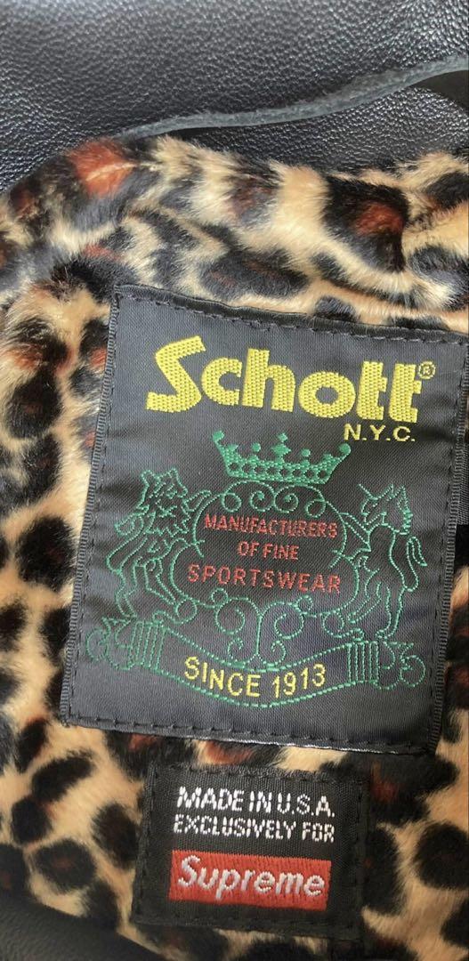 Supreme x Schott Leather Car Coat 黒XL