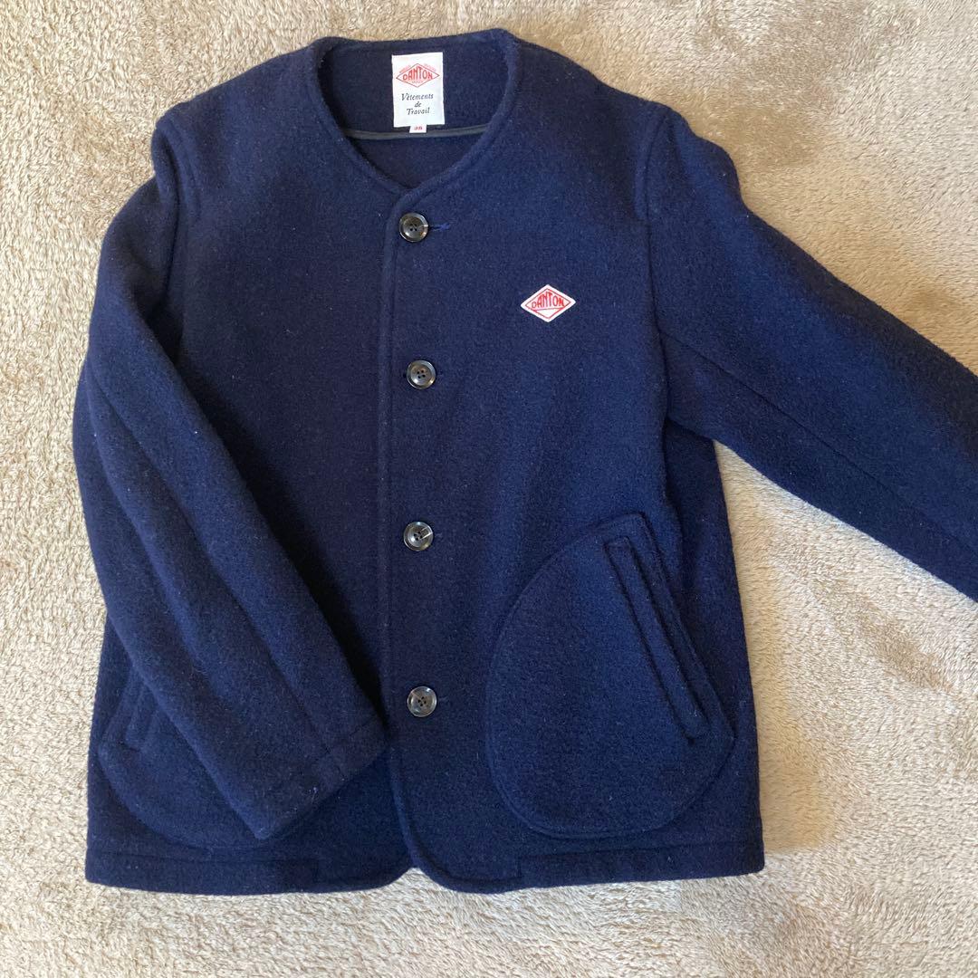DANTON ノーカラージャケット ネイビー 38
