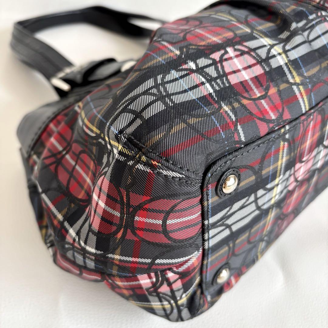 美品】【コーチ】ソーホー チェック シグネチャー トートバッグ